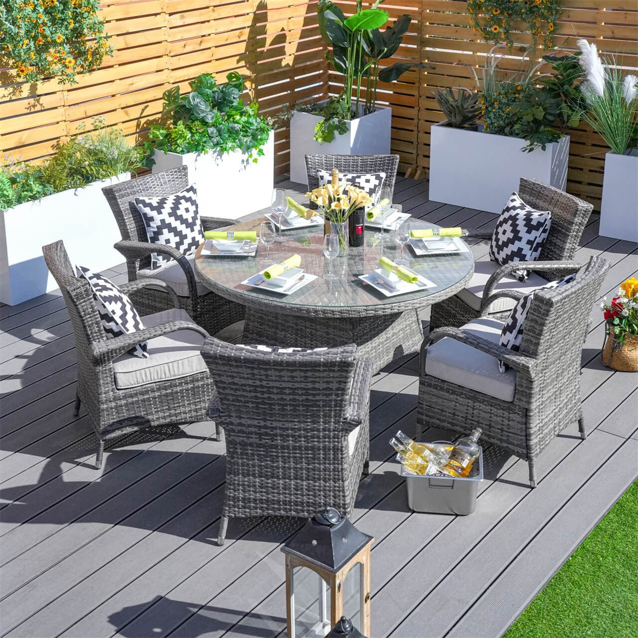 6-Seat Round Outdoor Dining Table (PAD-1122-Table) - Direct Wicker