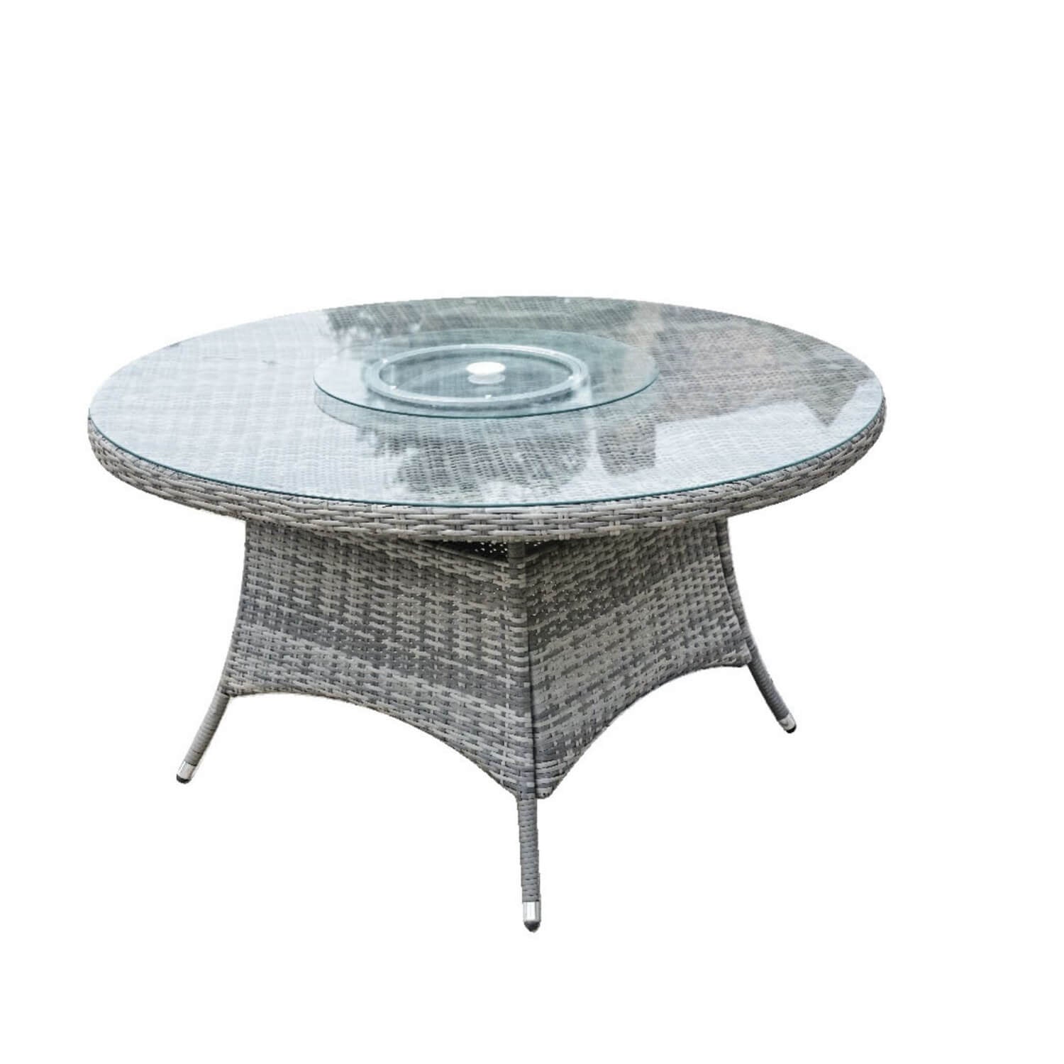 6 - Seat Round Outdoor Dining Table with Glass Turntable (PAD - 1711 - Table) - Direct Wicker