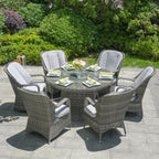 6 - Seat Round Outdoor Dining Table with Glass Turntable (PAD - 1711 - Table) - Direct Wicker