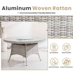 6 - Seat Round Outdoor Dining Table with Glass Turntable (PAD - 1711 - Table) - Direct Wicker