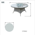 6 - Seat Round Outdoor Dining Table with Glass Turntable (PAD - 1711 - Table) - Direct Wicker