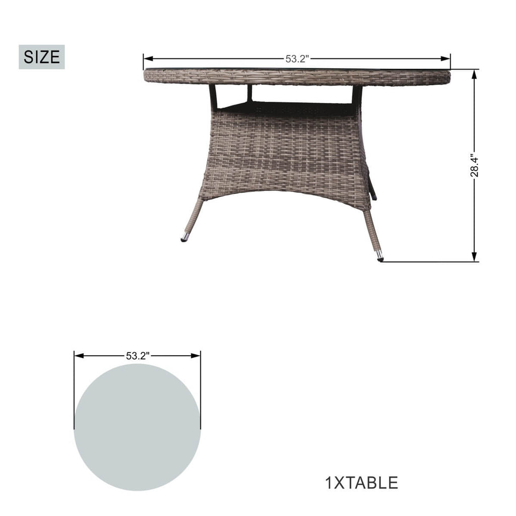 6 - Seat Round Outdoor Dining Table with Glass Turntable (PAD - 1711 - Table) - Direct Wicker