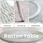 6 - Seat Round Outdoor Dining Table with Glass Turntable (PAD - 1711 - Table) - Direct Wicker