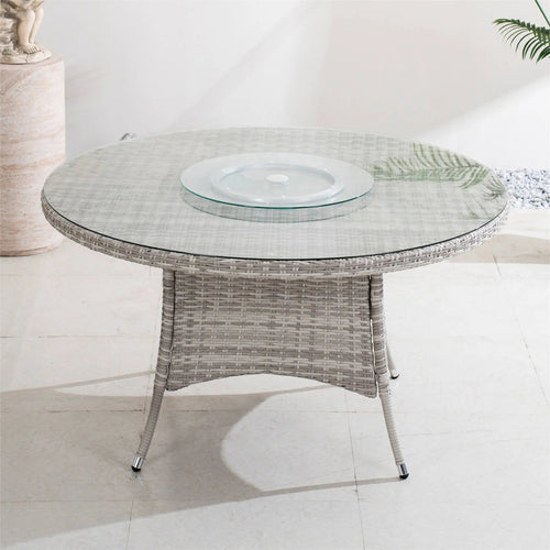 6 - Seat Round Outdoor Dining Table with Glass Turntable (PAD - 1711 - Table) - Direct Wicker