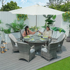 6 - Seater Outdoor Dining Set with Round Table (PAD - 1711) - Direct Wicker