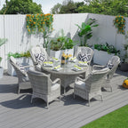6 - Seater Outdoor Dining Set with Round Table (PAD - 1711) - Direct Wicker
