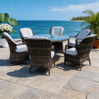 6 - Seater Outdoor Dining Set with Round Table (PAD - 1711) - Direct Wicker