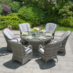 6 - Seater Outdoor Dining Set with Round Table (PAD - 1711) - Direct Wicker