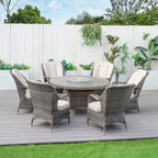 6 - Seater Outdoor Dining Set with Round Table (PAD - 1711) - Direct Wicker