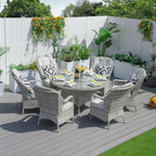 6 - Seater Outdoor Dining Set with Round Table (PAD - 1711) - Direct Wicker