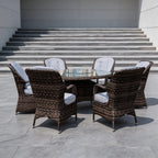 6 - Seater Outdoor Dining Set with Round Table (PAD - 1711) - Direct Wicker