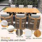6 - Seater Outdoor Dining Table Set with 6 Chairs - Solid Wood Dining Set(PAD - 2517) - Direct Wicker