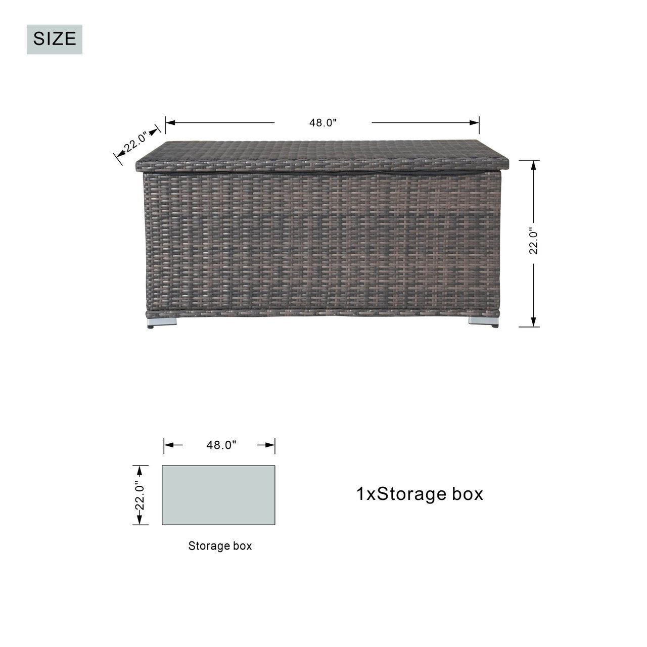 65 Gallon Capacity Outdoor Wicker Storage Box PE Wicker with Iron Frame (PA-3256S-I) - Direct Wicker