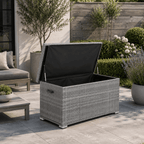 65 Gallon Capacity Outdoor Wicker Storage Box PE Wicker with Iron Frame (PA-3256S-I) - Direct Wicker