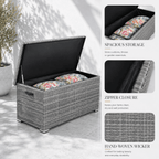 65 Gallon Capacity Outdoor Wicker Storage Box PE Wicker with Iron Frame (PA-3256S-I) - Direct Wicker