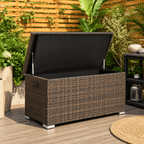 65 Gallon Capacity Outdoor Wicker Storage Box PE Wicker with Iron Frame (PA-3256S-I) - Direct Wicker