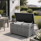 65 Gallon Capacity Outdoor Wicker Storage Box PE Wicker with Iron Frame (PA-3256S-I) - Direct Wicker