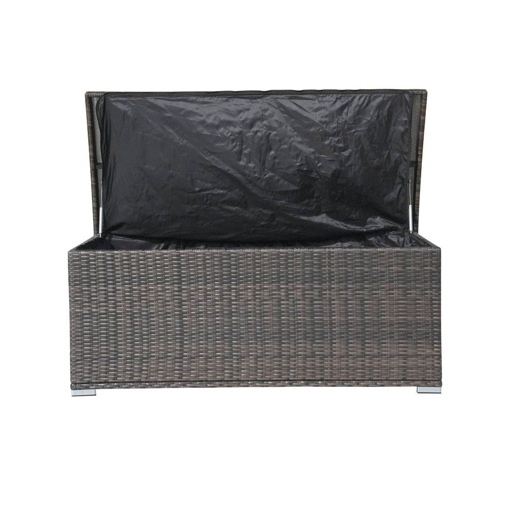 65 Gallon Capacity Outdoor Wicker Storage Box PE Wicker with Iron Frame (PA-3256S-I) - Direct Wicker