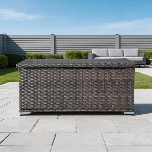 65 Gallon Capacity Outdoor Wicker Storage Box PE Wicker with Iron Frame (PA-3256S-I) - Direct Wicker