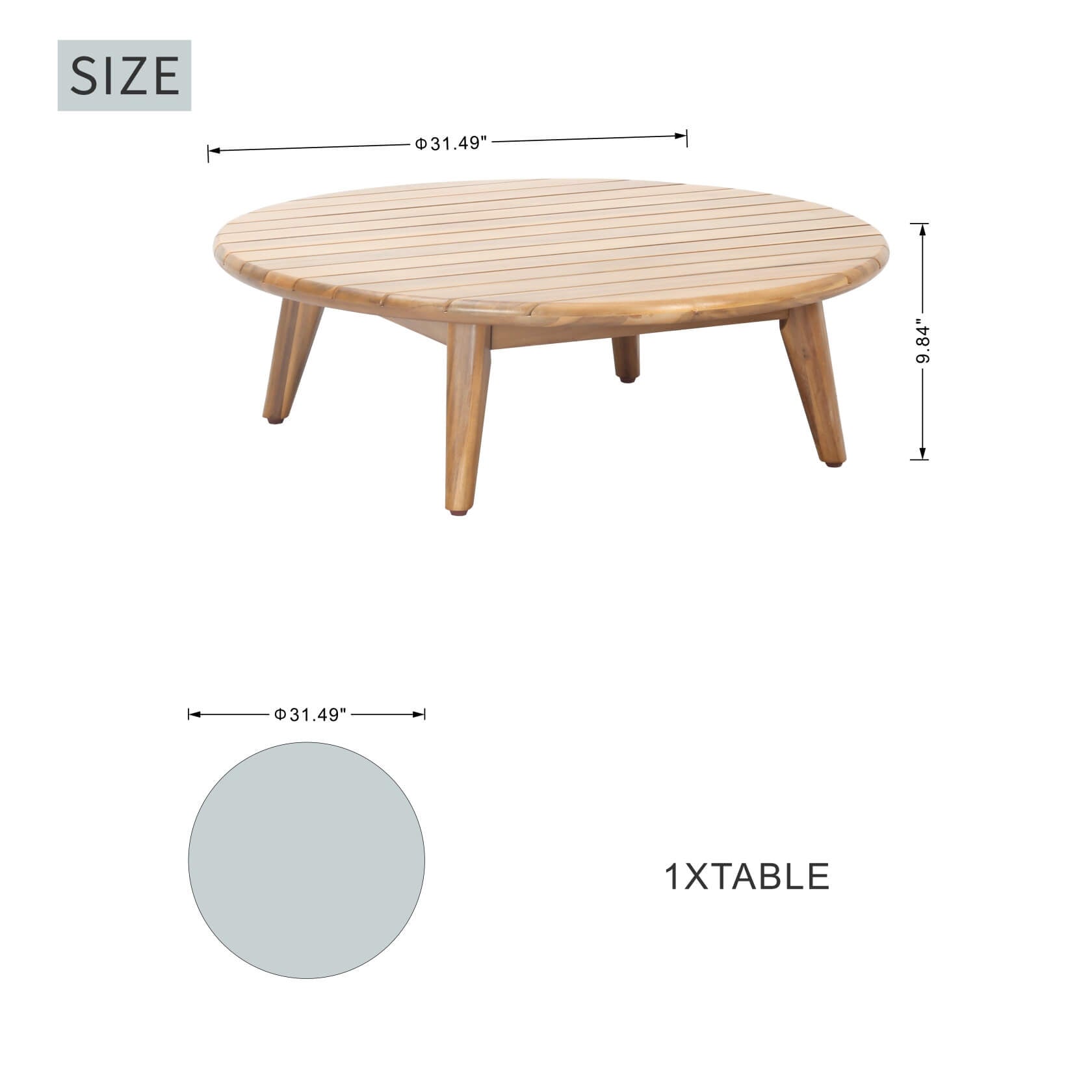 Rebel 4-Seater Wood Patio Conversation Set with Side Table (PAS-2513-2SC+SC*2+TA+ST)