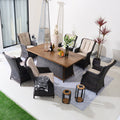 7 - Piece Aluminum PE Rattan Fire Pit Dining Set (PAC - 010+1106FI) - Direct Wicker
