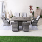 7 - Piece Aluminum PE Rattan Fire Pit Dining Set (PAC - 010+1106FI) - Direct Wicker