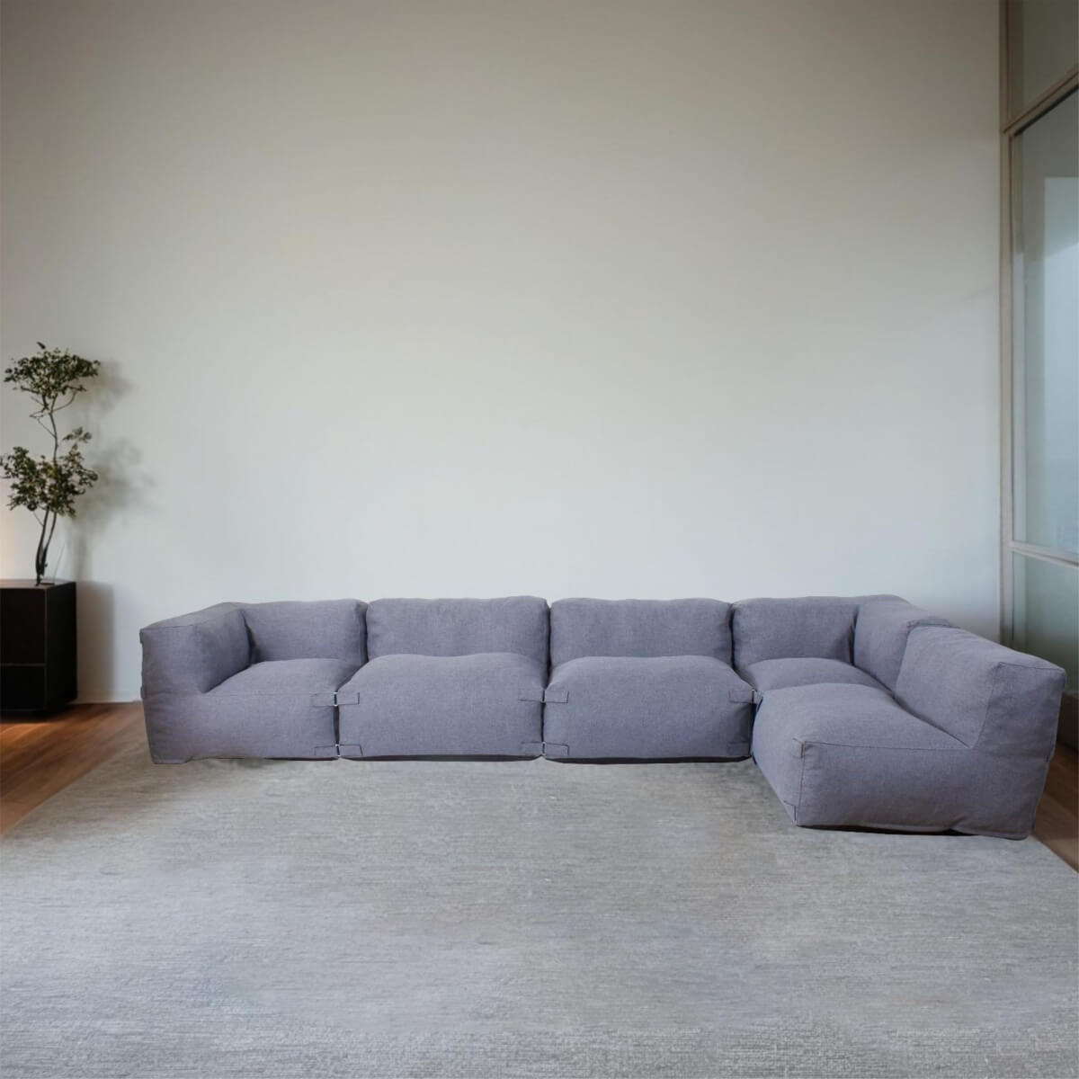 7-Piece Lavender Grey Modular Lazy Sofa Set – Indoor & Outdoor Compressible Sectional with Removable Washable Covers (PAS-2468-SET) - Direct Wicker