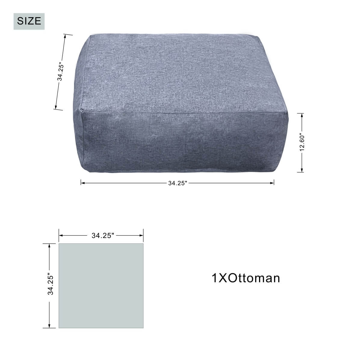 7-Piece Lavender Grey Modular Lazy Sofa Set – Indoor & Outdoor Compressible Sectional with Removable Washable Covers (PAS-2468-SET) - Direct Wicker