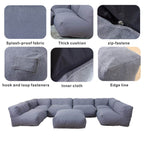 7-Piece Lavender Grey Modular Lazy Sofa Set – Indoor & Outdoor Compressible Sectional with Removable Washable Covers (PAS-2468-SET) - Direct Wicker