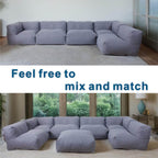 7-Piece Lavender Grey Modular Lazy Sofa Set – Indoor & Outdoor Compressible Sectional with Removable Washable Covers (PAS-2468-SET) - Direct Wicker