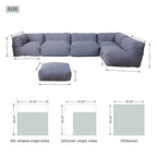 7-Piece Lavender Grey Modular Lazy Sofa Set – Indoor & Outdoor Compressible Sectional with Removable Washable Covers (PAS-2468-SET) - Direct Wicker