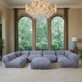 7-Piece Lavender Grey Modular Lazy Sofa Set – Indoor & Outdoor Compressible Sectional with Removable Washable Covers (PAS-2468-SET) - Direct Wicker