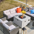 7 - Piece Outdoor Fire Pit Sofa Set with Hand - Woven Rattan (PAS - 1503 - GR+2140) - Direct Wicker