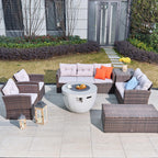 7 - Piece Outdoor Fire Pit Table Sofa Set (PAS - 1503+2160) - Direct Wicker