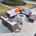 7 - Piece Outdoor Fire Pit Table Sofa Set (PAS - 1503+2160) - Direct Wicker