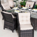 7-Piece Premium Outdoor Fire Pit Dining Set with Aluminum Frame & PE Wicker (PAG-1106R+013) - Direct Wicker