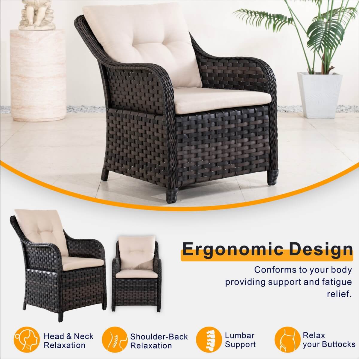 7-Piece Premium Outdoor Fire Pit Dining Set with Aluminum Frame & PE Wicker (PAG-1106R+013) - Direct Wicker