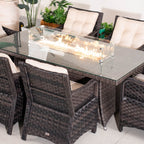 7-Piece Premium Outdoor Fire Pit Dining Set with Aluminum Frame & PE Wicker (PAG-1106R+013) - Direct Wicker