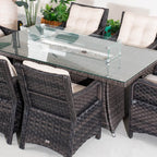 7-Piece Premium Outdoor Fire Pit Dining Set with Aluminum Frame & PE Wicker (PAG-1106R+013) - Direct Wicker