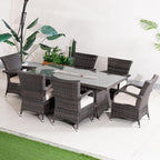7-Piece Premium Outdoor Fire Pit Dining Set with Wicker Chairs (PAG-1106R+1123) - Direct Wicker