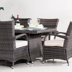 7-Piece Premium Outdoor Fire Pit Dining Set with Wicker Chairs (PAG-1106R+1123) - Direct Wicker