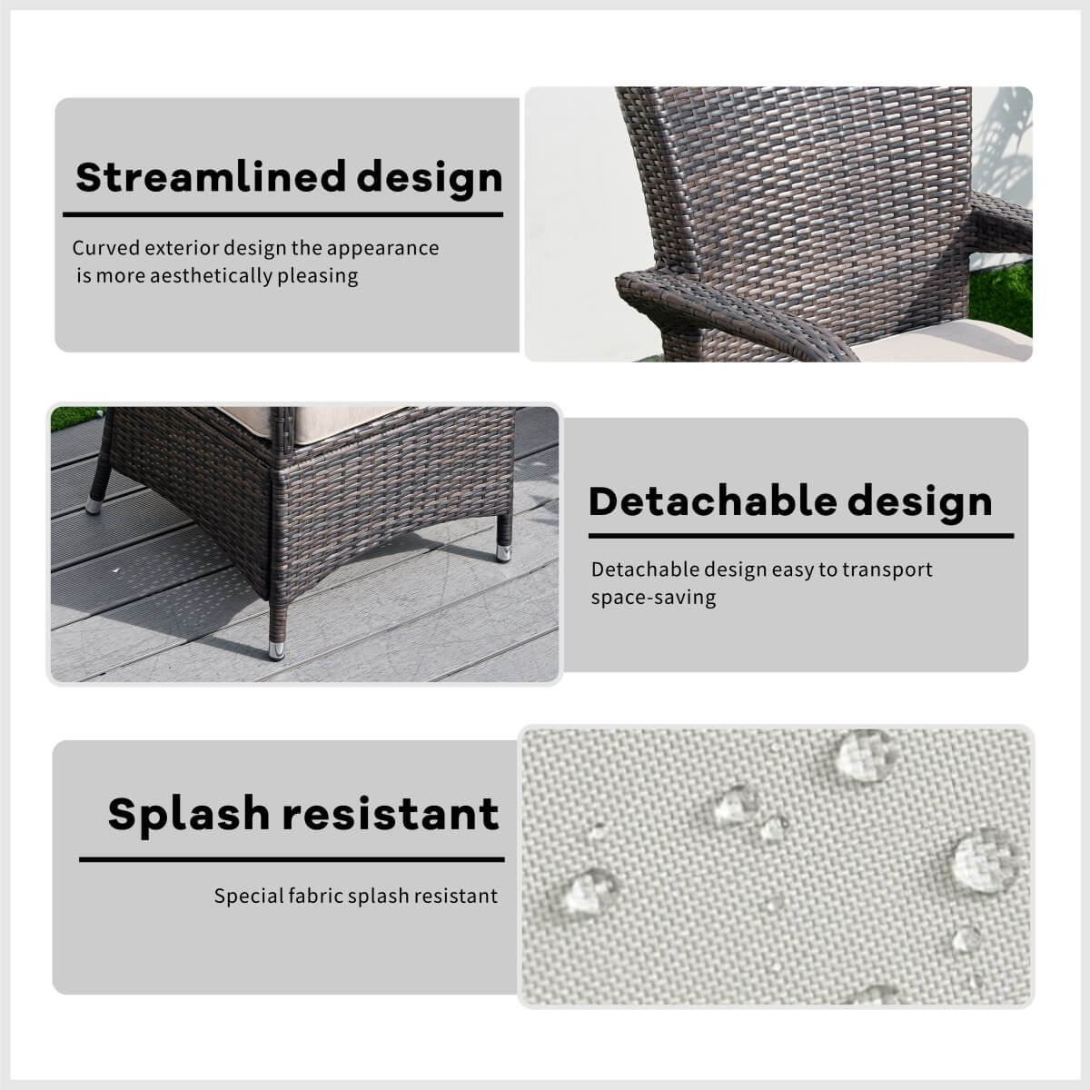 7-Piece Premium Outdoor Fire Pit Dining Set with Wicker Chairs (PAG-1106R+1123) - Direct Wicker