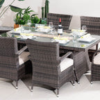7-Piece Premium Outdoor Fire Pit Dining Set with Wicker Chairs (PAG-1106R+1123) - Direct Wicker