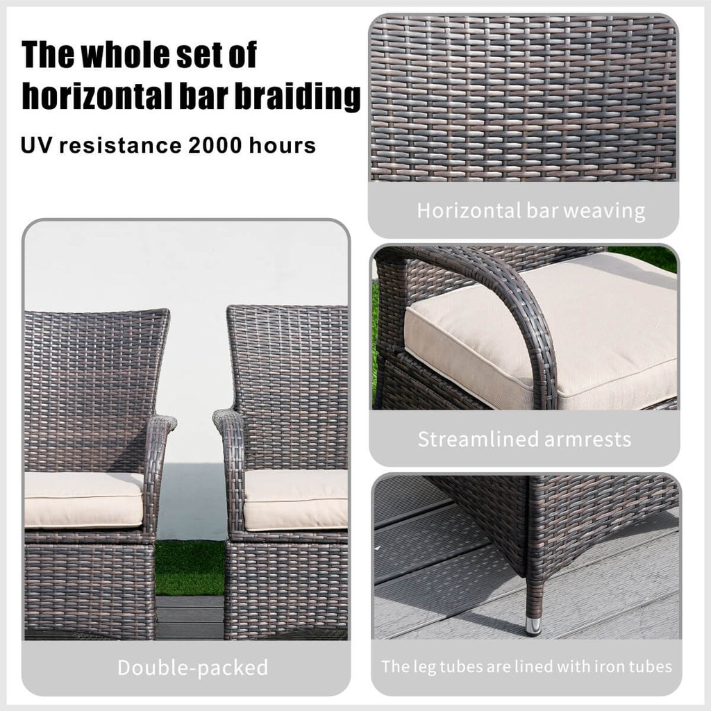7-Piece Premium Outdoor Fire Pit Dining Set with Wicker Chairs (PAG-1106R+1123) - Direct Wicker