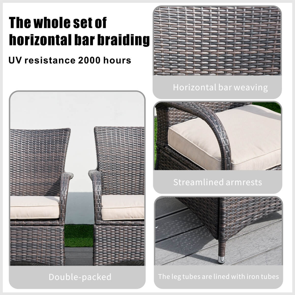 7-Piece Premium Outdoor Fire Pit Dining Set with Wicker Chairs (PAG-1106R+1123) - Direct Wicker