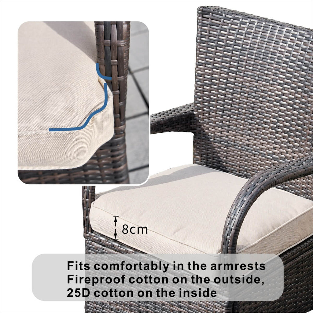 7-Piece Premium Outdoor Fire Pit Dining Set with Wicker Chairs (PAG-1106R+1123) - Direct Wicker