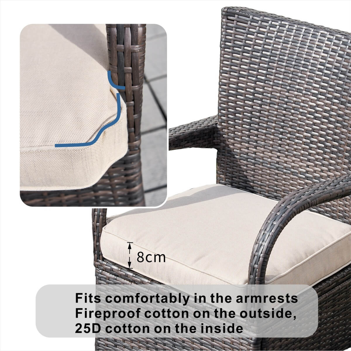 7-Piece Premium Outdoor Fire Pit Dining Set with Wicker Chairs (PAG-1106R+1123) - Direct Wicker