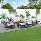7-Seat Conversation Sofa Set with Drink Cooler (PAS-2101) - Direct Wicker