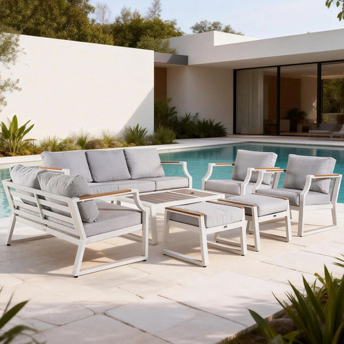 7-Seat Conversation Sofa Set with Drink Cooler (PAS-2101) - Direct Wicker