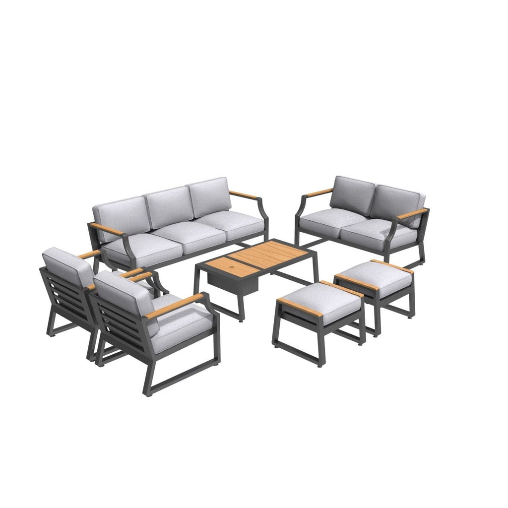 7-Seat Conversation Sofa Set with Drink Cooler (PAS-2101) - Direct Wicker